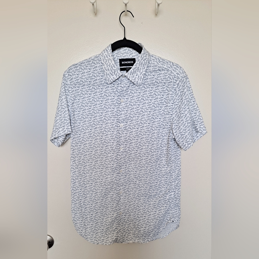 Bonobos Slim Fit Shark Pattern Short Sleeve Shirt